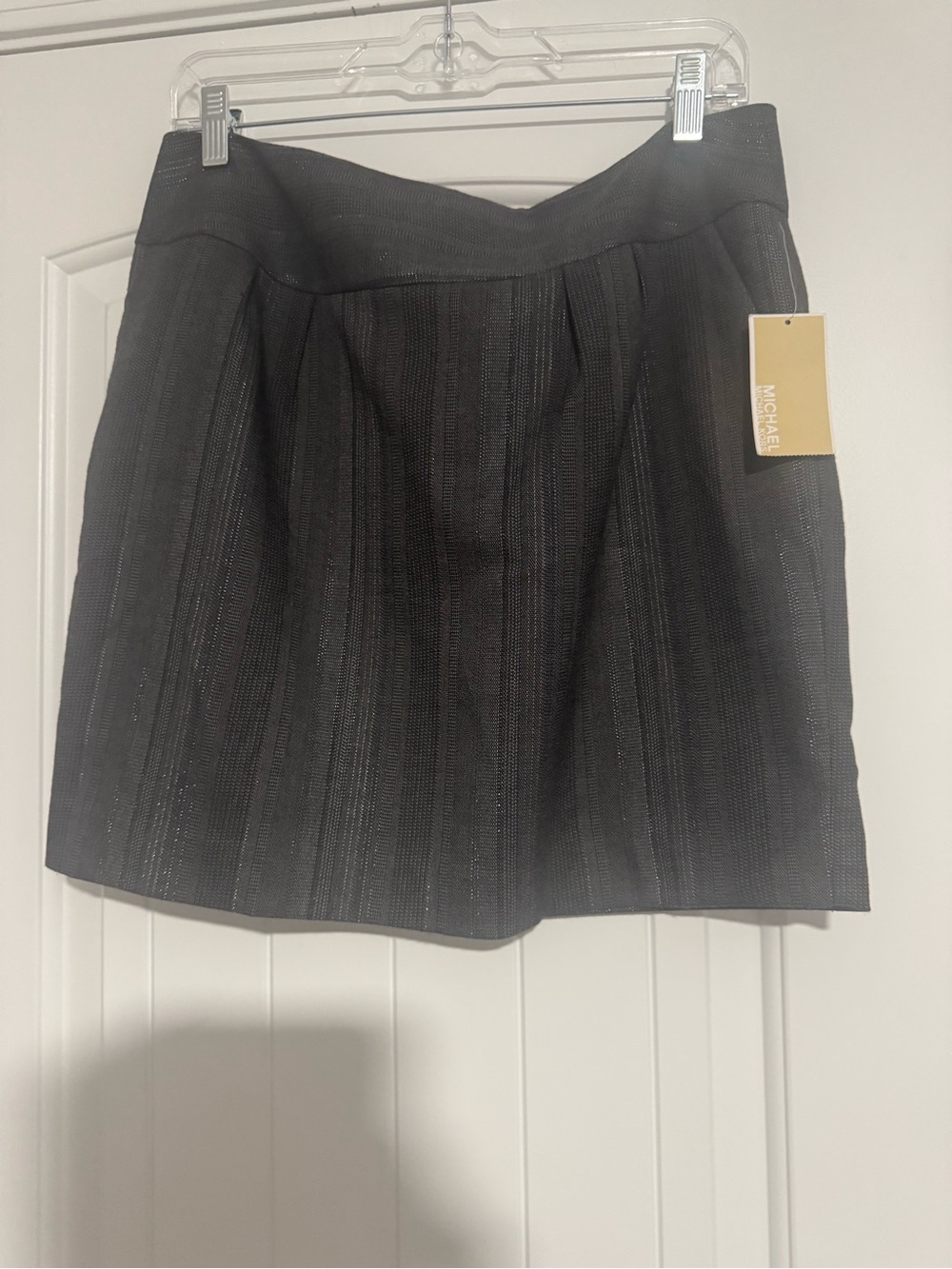 Michael Kors Black Mini Skirt with Subtle Stripe Texture